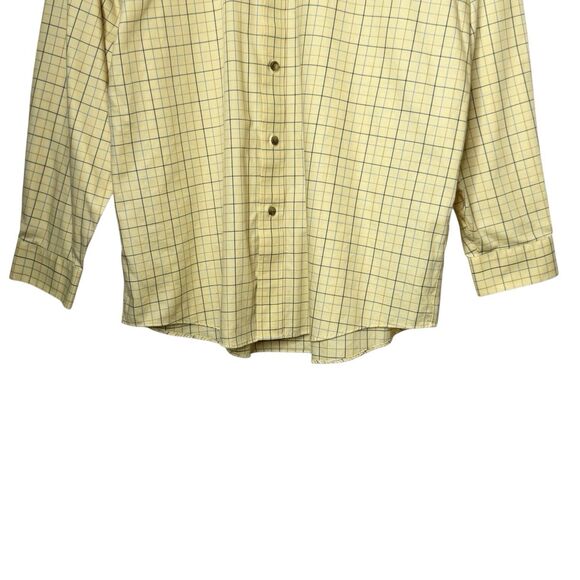 LL Bean Mens Size Large Traditional Fot Yellow Blue Plaid Button Down Shirt - Picture 5 of 10